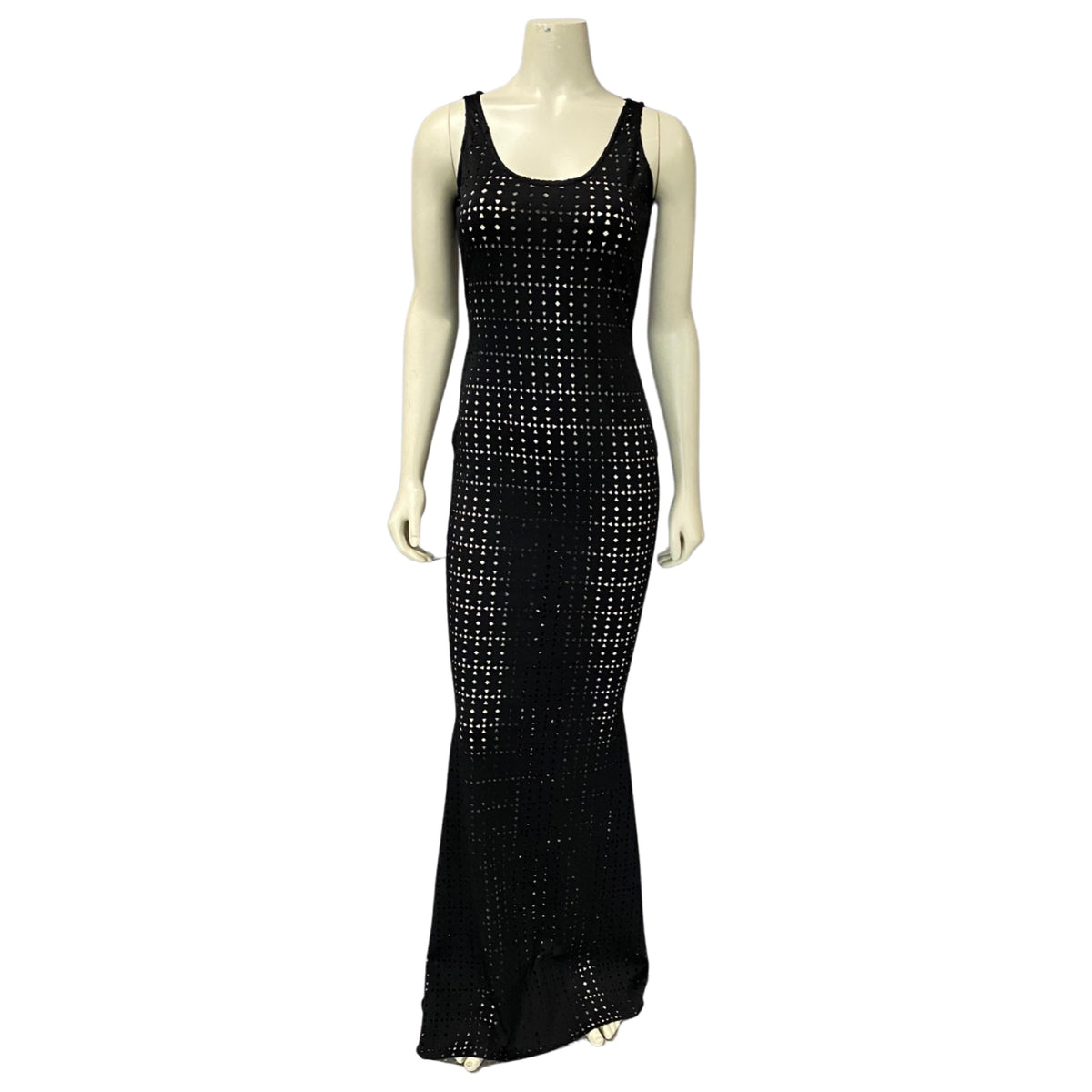 EYELET MERMAID DRESS, BLACK, SMALL
