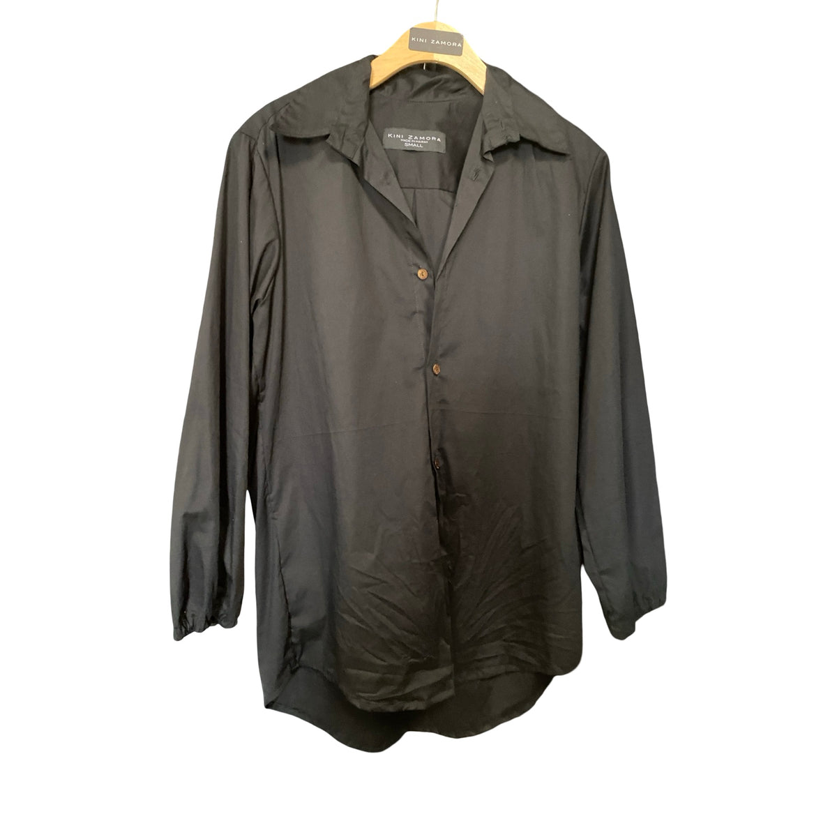 WOMENʻS BUTTON UP BLOUSE, BLACK, SMALL