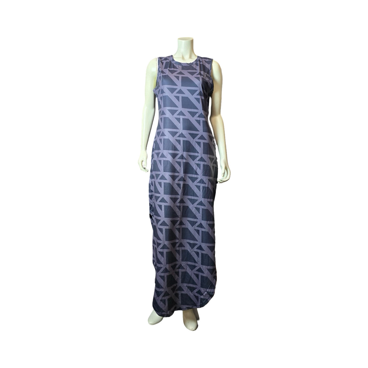 KZ MONOGRAM, BLACK, SLEEVELESS MAXI