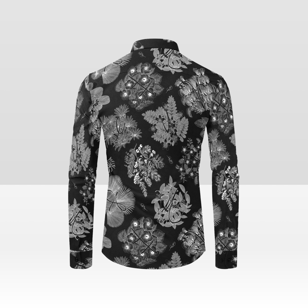 TOILE PĪʻĀPĀ, BLACK/WHITE, LONG SLEEVE BUTTON UP, XLARGE