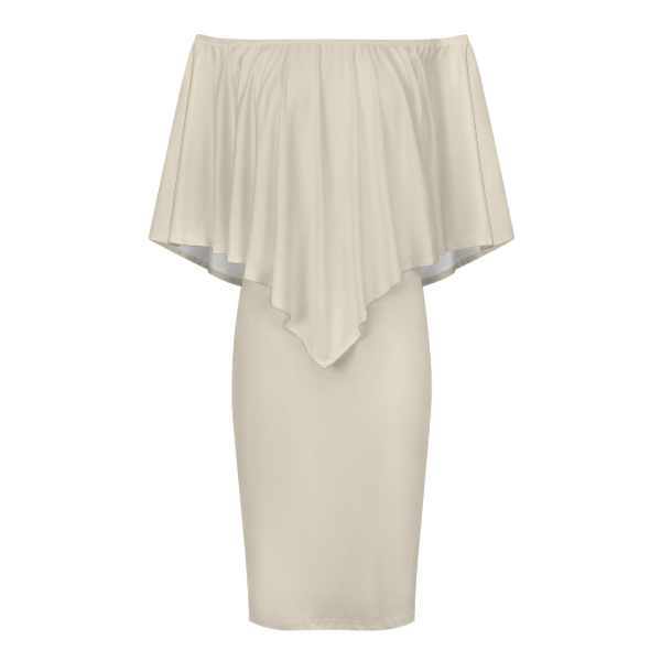 OFF THE SHOULDER SHAWL SKIRT, OFF WHITE