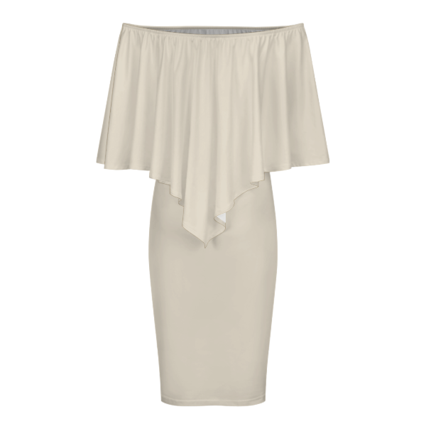 OFF THE SHOULDER SHAWL SKIRT, OFF WHITE