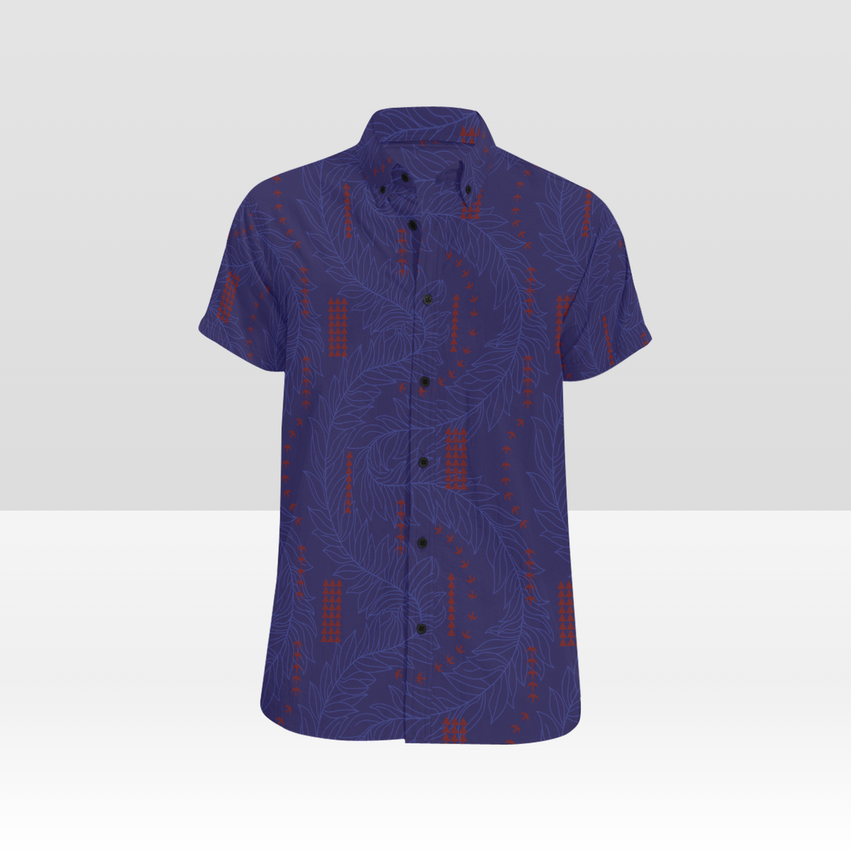 MAILE ʻIWA, BLUE, BUTTON UP ALOHA SHIRT, 3X