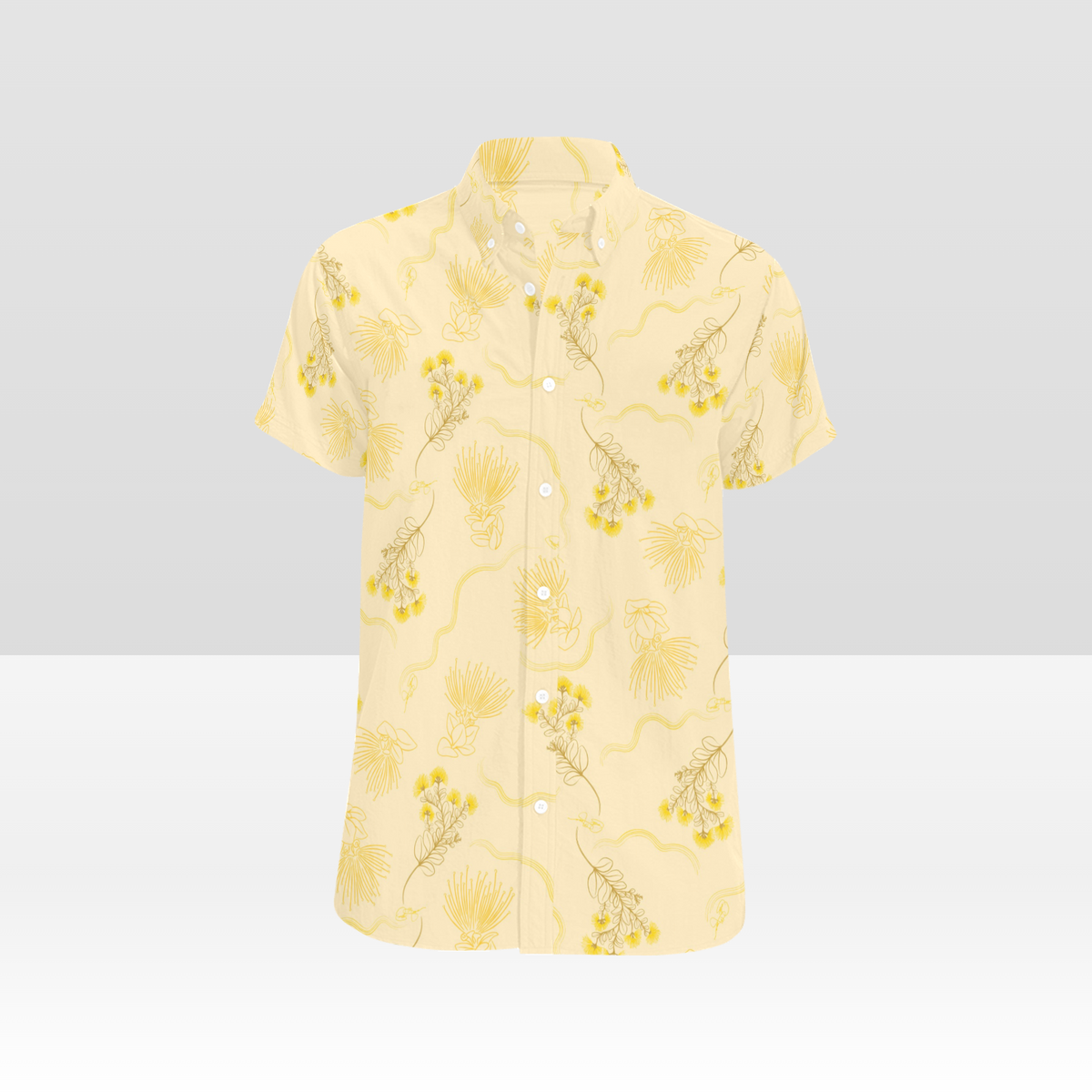 LEHUA, YELLOW, BUTTON UP ALOHA SHIRT