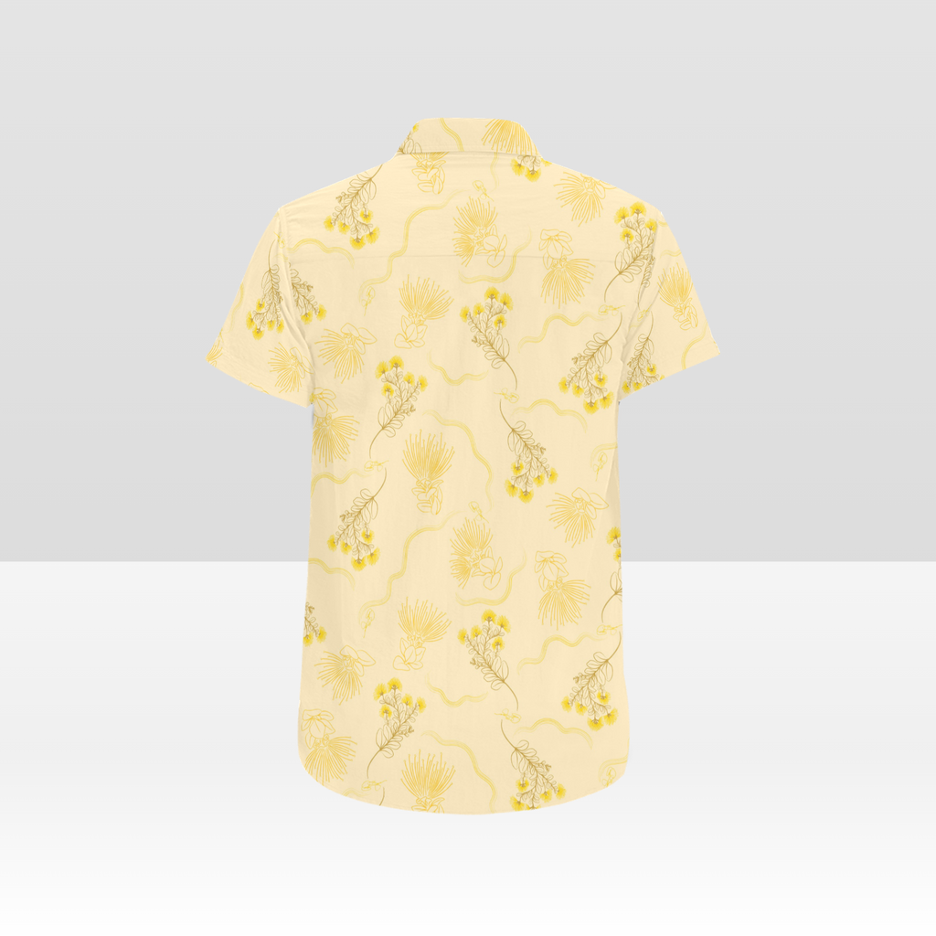 LEHUA, YELLOW, BUTTON UP ALOHA SHIRT