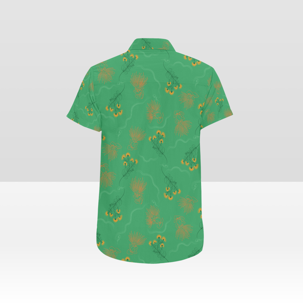 LEHUA, GREEN, BUTTON UP ALOHA SHIRT, XL